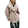 imageCHARTOU Women Wool Blend Pea Coat Fall Winter Oversized Lapel Shawl Collar Midi Trench Overcoat with BeltCamel