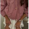 imageCHARTOU Chunky Cable Cardigan Sweaters for Women Button Down Loose Fall Sweater CoatsPink