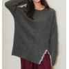 imageCHARTOU Lace Split Patchwork Oversized Sweater for Women Casual Loose Pullover Sweater Jumper TopsGrey