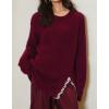 imageCHARTOU Lace Split Patchwork Oversized Sweater for Women Casual Loose Pullover Sweater Jumper TopsWine