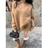 imageCHARTOU V Neck Knitted Sweater Skirt Sets Women 2 Piece Outfits Fuzzy Long Sleeve Pullover A Line Mini SkirtKhaki