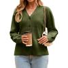 imageCHARTOU Women Button Up Cardigan Fitted Fall V Neck Dressy Sweater Knit Cinched Waist Tops Casual OutwearArmy
