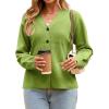 imageCHARTOU Women Button Up Cardigan Fitted Fall V Neck Dressy Sweater Knit Cinched Waist Tops Casual OutwearGreen