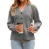 imageCHARTOU Women Button Up Cardigan Fitted Fall V Neck Dressy Sweater Knit Cinched Waist Tops Casual OutwearGrey