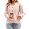 imageCHARTOU Women Button Up Cardigan Fitted Fall V Neck Dressy Sweater Knit Cinched Waist Tops Casual OutwearPink