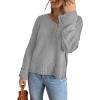 imageCHARTOU Women Chunky Knit Sweater Pullover Roll Up Long Sleeve Knitted Sweater Jersey JumperGrey