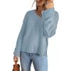 imageCHARTOU Women Chunky Knit Sweater Pullover Roll Up Long Sleeve Knitted Sweater Jersey JumperLight Blue