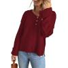 imageCHARTOU Women Chunky Knit Sweater Pullover Roll Up Long Sleeve Knitted Sweater Jersey JumperWine Red