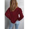 imageCHARTOU Women Chunky Knit Sweater Pullover Roll Up Long Sleeve Knitted Sweater Jersey JumperWine Red