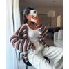 imageCHARTOU Women Contrast Color Striped Cardigan Sweater Fall Oversized Slouchy Open Front Knit Sweater JacketBrown