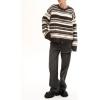 imageCHARTOU Women Contrast Striped Oversized Sweater Fall Fashion Knitted Pullover Sweater Crewneck Cute TopsBrown
