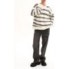 imageCHARTOU Women Contrast Striped Oversized Sweater Fall Fashion Knitted Pullover Sweater Crewneck Cute TopsCream