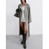 imageCHARTOU Women Long Knit Cardigan Sweater Slouchy Oversized Lapel Double Breasted Overcoat Knitwear with BeltGrey