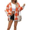 imageCHARTOU Women Oversized Sweater Diamond Checker Open Front Cardigan Loose Knitted TopsOrange