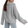 imageCHARTOU Women Warm Fuzzy Knit Sweater Polo Collar Oversized Pullover Sweater TopsGrey