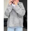 imageCHARTOU Women Warm Fuzzy Knit Sweater Polo Collar Oversized Pullover Sweater TopsGrey