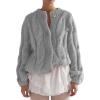 imageCHARTOU Chunky Cable Cardigan Sweaters for Women Button Down Loose Fall Sweater CoatsGrey