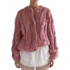 imageCHARTOU Chunky Cable Cardigan Sweaters for Women Button Down Loose Fall Sweater CoatsPink