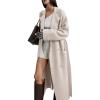 imageCHARTOU Women Long Knit Cardigan Sweater Slouchy Oversized Lapel Double Breasted Overcoat Knitwear with BeltApricot