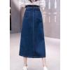 imageCHARTOU Button Down Long Jean Skirt for Women Denim Skirt High Waist Midi A Line Skirt with PocketsBlue