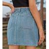 imageCHARTOU Summer Jean Skirt for Women Denim Mini Skirt Y2k Elastic High Waist Cargo Skirt Short Skirt Utility PocketBlue
