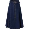 imageCHARTOU Vintage Long Denim Skirt for Women BackElastic ALine Long Jean Skirt with BeltDark Blue
