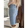 imageCHARTOU Women Distressed Bodycon Denim Skirt with Slit Irregular Frayed Jean Skirt Wrap Pencil Skirt Knee LengthBlue