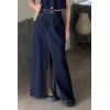imageCHARTOU Women Front Slit Denim Maxi Skirt High Waist Floor Length Summer Beach Vacation Long SkirtDark Blue