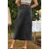 imageCHARTOU Women High Waisted Long Denim Pencil Skirt Jean Maxi Skirt A Line SkirtBlack