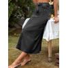 imageCHARTOU Women High Waisted Long Denim Pencil Skirt Jean Maxi Skirt A Line SkirtBlack