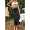 imageCHARTOU Women High Waisted Long Denim Pencil Skirt Jean Maxi Skirt A Line SkirtBlack