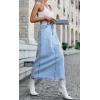 imageCHARTOU Women High Waisted Long Denim Pencil Skirt Jean Maxi Skirt A Line SkirtLight Blue