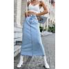 imageCHARTOU Women High Waisted Long Denim Pencil Skirt Jean Maxi Skirt A Line SkirtLight Blue