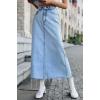 imageCHARTOU Women High Waisted Long Denim Pencil Skirt Jean Maxi Skirt A Line SkirtLight Blue