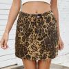 imageCHARTOU Women Leopard Mini Denim Skirt Y2k Low Waisted Frayed Raw Hem Jean SkirtLeopard