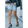 imageCHARTOU Womens Distressed High Waist Frayed Slim Fit ALine Mini Denim SkirtBlue