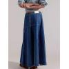 imageCHARTOU Womens Fashion Fishtail Hem Maxi Jean Skirt Patchwork A Line Flowy Long Denim SkirtsDark Blue