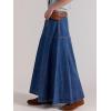 imageCHARTOU Womens Fashion Fishtail Hem Maxi Jean Skirt Patchwork A Line Flowy Long Denim SkirtsDark Blue