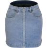 imageCHARTOU Womens Summer Classic Mid Waist Zipper Washed Denim Jean Short Pencil Hot SkirtBlue