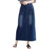 imageCHARTOU Womens Vintage Denim A Line Maxi Skirt Zip Up Pocket Jean Long SkirtBlue