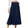 imageCHARTOU Vintage Long Denim Skirt for Women BackElastic ALine Long Jean Skirt with BeltDark Blue