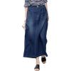 imageCHARTOU Womens Vintage Denim A Line Maxi Skirt Zip Up Pocket Jean Long SkirtBlue