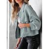 imageCHARTOU Women Oversized Cropped Waffle Knit Shacket Jacket Fall Patchwork Shacket Button Down ShirtGreyish Green