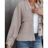 imageCHARTOU Women Oversized Cropped Waffle Knit Shacket Jacket Fall Patchwork Shacket Button Down ShirtKhaki