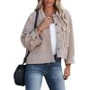imageCHARTOU Women Oversized Cropped Waffle Knit Shacket Jacket Fall Patchwork Shacket Button Down ShirtKhaki