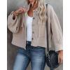 imageCHARTOU Women Oversized Cropped Waffle Knit Shacket Jacket Fall Patchwork Shacket Button Down ShirtKhaki