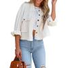 imageCHARTOU Women Oversized Cropped Waffle Knit Shacket Jacket Fall Patchwork Shacket Button Down ShirtWhite