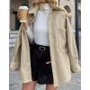 imageCHARTOU Womens Fall Thicken Shirt Jacket Wool Lapel Snap Button Mid Long Casual Work Coat with PocketsApricot