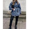imageCHARTOU Womens Fall Thicken Shirt Jacket Wool Lapel Snap Button Mid Long Casual Work Coat with PocketsBlue