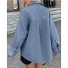 imageCHARTOU Womens Fall Thicken Shirt Jacket Wool Lapel Snap Button Mid Long Casual Work Coat with PocketsBlue